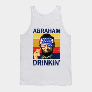 4th Of July Drinking Party Abe Lincoln Retro Tank Top